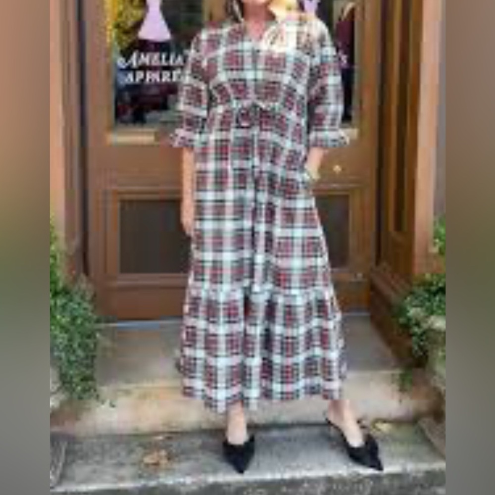 Holly Shae Catherine Plaid Maxi Dress, EUC, size S/M